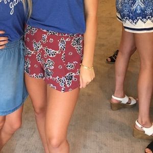 floral fabric shorts